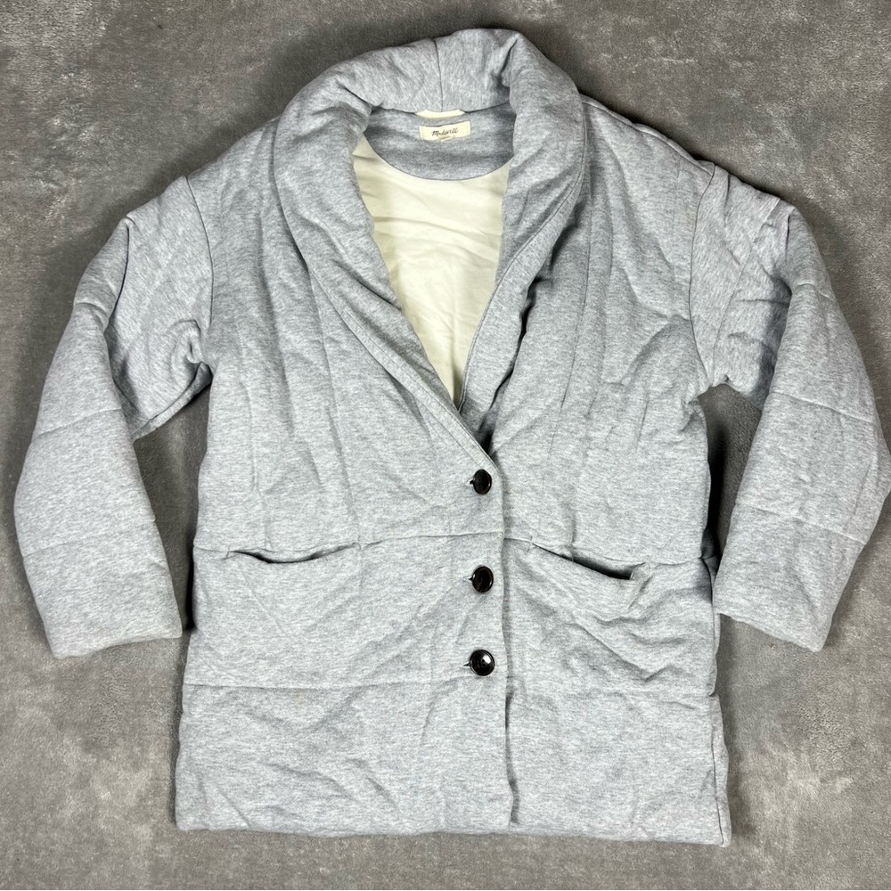 Madewell Jacket Womens Small Shawl Collar Heathered Puff Quilted Cozy Warm - Picture 5 of 10